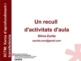 XCTM: Xarxa d’aprofundiment i 
transferència 
Un recull 
d'activitats d'aula 
Sílvia Zurita 
szurita.mon@gmail.com 
 