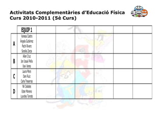 Activitats Complementàries d’Educació Física Curs 2010-2011 (5è Curs) 