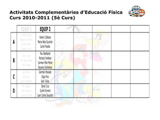 Activitats Complementàries d’Educació Física Curs 2010-2011 (5è Curs) 