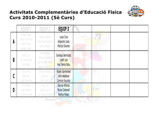 Activitats Complementàries d’Educació Física Curs 2010-2011 (5è Curs) 
