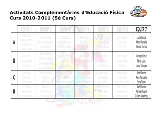 Activitats Complementàries d’Educació Física Curs 2010-2011 (5è Curs) 