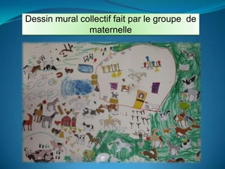 Dessin mural collectif fait par le groupe de
maternelle
 