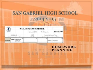 HOMEWORK
PLANNING
SAN GABRIEL HIGH SCHOOL
2014-2015