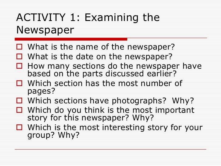 Activities for journalistic skills