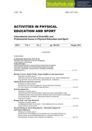 ACTIVITIES IN PHYSICAL EDUCATION AND SPORT | PDF