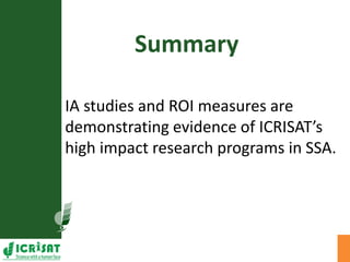 Activities of the impact assessment office in ssa a brief overview