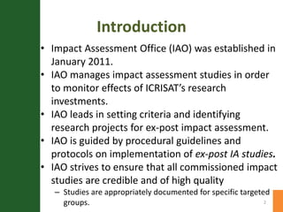 Activities of the impact assessment office in ssa a brief overview