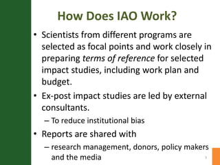 Activities of the impact assessment office in ssa a brief overview