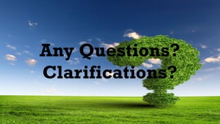 Any Questions?
Clarifications?
 
