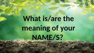 What is/are the
meaning of your
NAME/S?
 