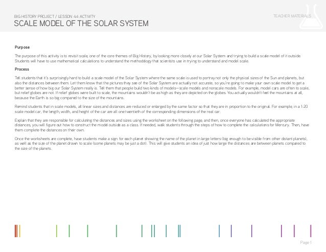 Lesson 44 Activity Scale Model Of The Solar System