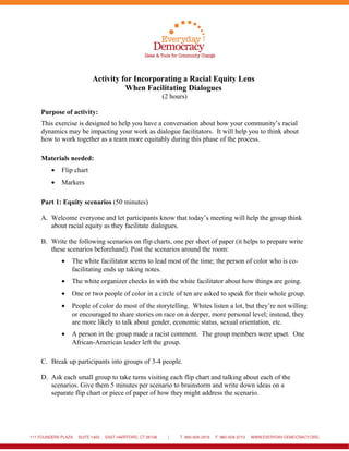 Activity for Incorporating a Racial Equity Lens in Facilitation | DOC