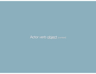 Actor verb object [context]
 