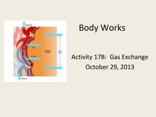 Body Works
Activity 17B: Gas Exchange
October 29, 2013
 