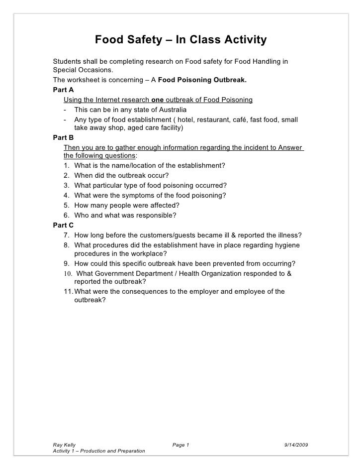 Activity 2 Food Safety