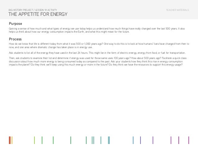 Lesson 91 Activity The Appetite For Energy - 