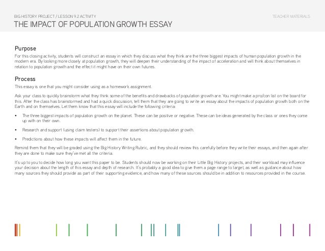 Great Gatsby Essay Thesis Teacher Materialsbig History Project Lesson Activity The Impact Of Population Growth Essay Purpose For Best English Essays also Essays On The Yellow Wallpaper Lesson Activity The Impact Of Population Growth Essay Proposal For An Essay