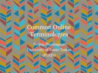 Common Online
Terminologies
Felicia Dominguez
University of Santo Tomas
1PSED2

 