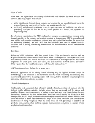 Activity based accounting