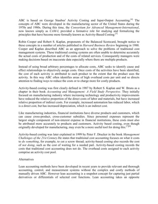 Activity based accounting