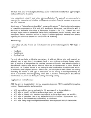 Activity based accounting