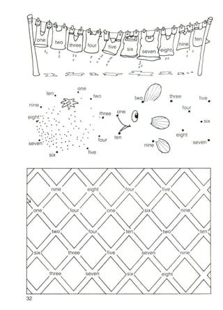one two
ten
three four nine
10
SIX eight ,
0 seven , D
0 0, 0 d
~
,
0 • /', 0 d
~O0
•
;2... • c> • <' 2' os .5'"3 .... """
"2 "2.., ? '5?- S ......... ..
five
-
• SIX
seven-
four
-
•eight
three
•
•nine
two
ten
three
, .
•four
•
,
two
•
•five
•
,
,
,
,
one
•
. , .,
,
•
• •
•
• •
• ••
• • •
•
;;;>'
•
,
•,
•
• •
ten.
• • •
" .
nine.
••
• • •. .. .. . . ... . ' . .. .. .. .. ..
• • •.. ... ..seven , .' •• • •• •
••SIX
eight", • •
1°· • •
'. ...' .. . .
32
 