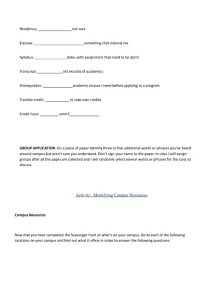 Activity campus website