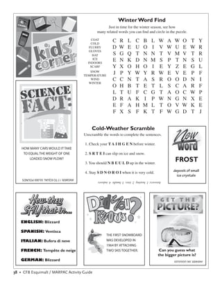 38 • CFB Esquimalt / MARPAC Activity Guide
 