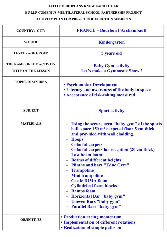 Activity plan sport show