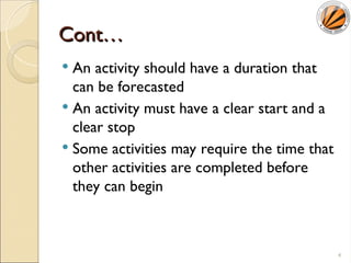 Completed Activities software project management Activity planning.ppt