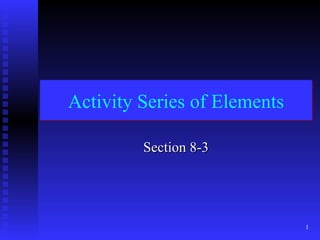 Activity Series of Elements Section 8-3 