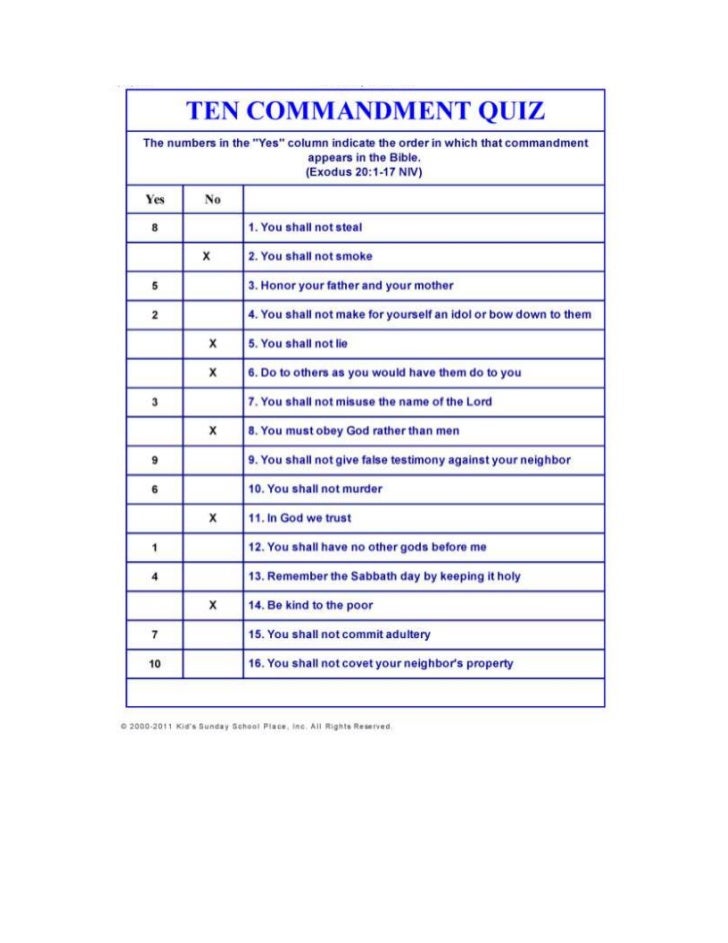 activity the ten commandments