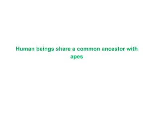 Human beings share a common ancestor with
apes
 