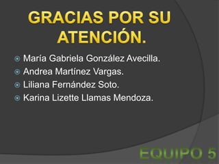  María Gabriela González Avecilla.
 Andrea Martínez Vargas.
 Liliana Fernández Soto.
 Karina Lizette Llamas Mendoza.
 