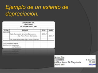 Ejemplo de un asiento de
depreciación.
 