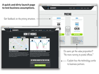 A quick and dirty launch page
to test business assumptions.



 Get feedback on the pricing structure.




               ...