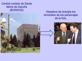 Central nuclear de Santa María de Garoña (BURGOS) Abastece de energía los domicilios de los personajes de la foto. 