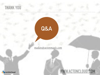 THANK YOU
WWW.ACTONCLOUD.COM
Q&A
madan@actonmagic.com
 