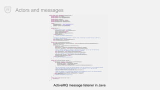 Actors and messages
ActiveMQ message listener in Java
 