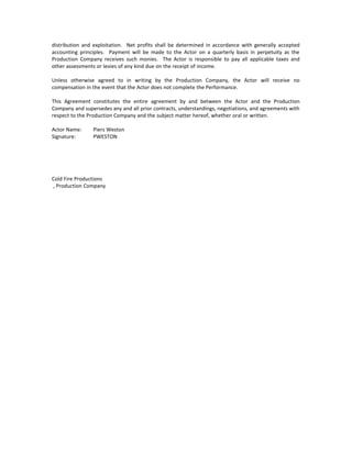 Actor agreement | DOC | Theater | Fine Art