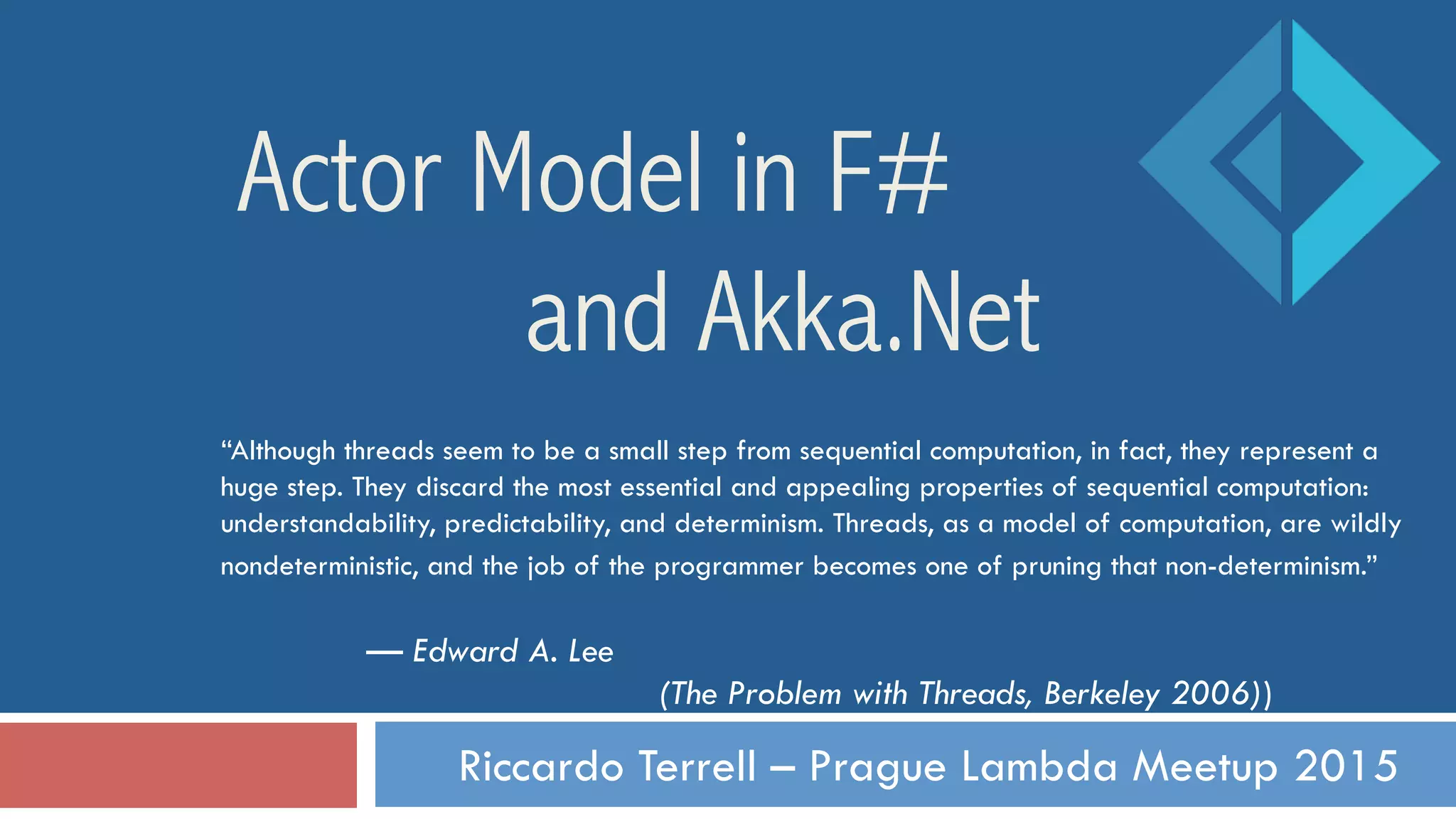 Actor model in F# and Akka.NET