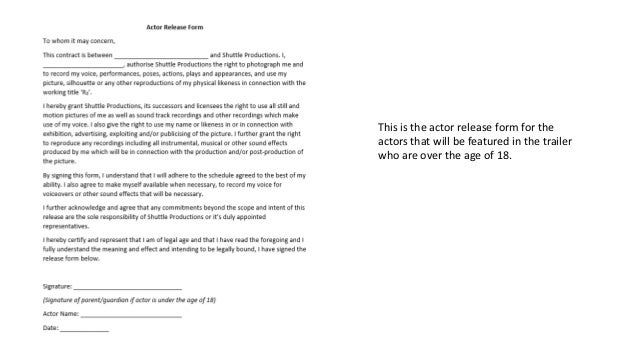 actor release forms actor release form