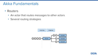 Akka Fundamentals
• Routers
• An actor that routes messages to other actors
• Several routing strategies
 