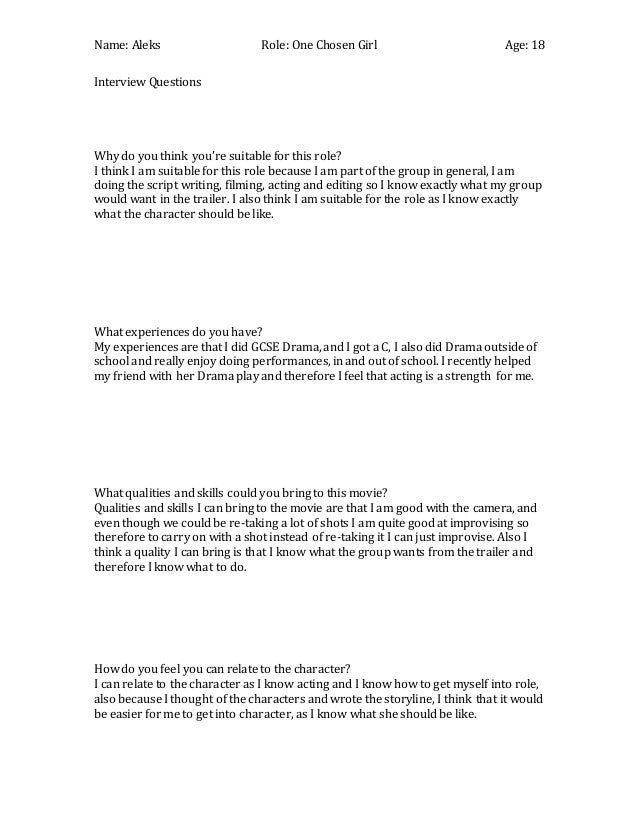 character interview questions
