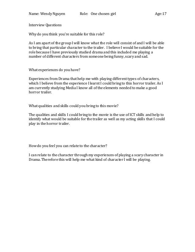 character interview questions