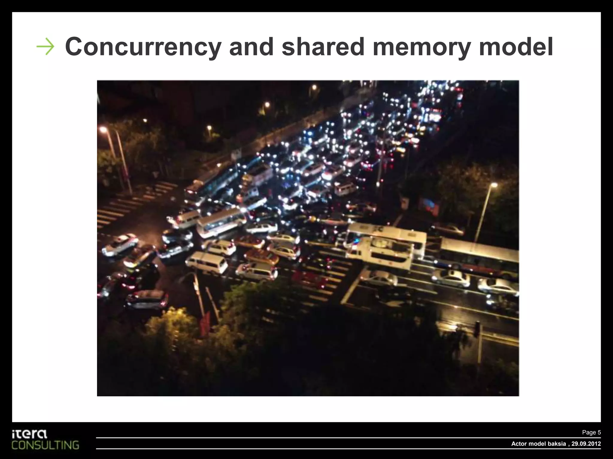 Concurrency and shared memory model




                                                       Page 5
                               Actor model baksia , 29.09.2012
 