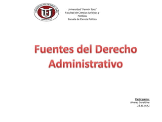 Universidad "Fermín Toro"
Facultad de Ciencias Jurídicas y
Políticas
Escuela de Ciencia Política
Participante:
Alvarez Geraldine
23.833.642
 
