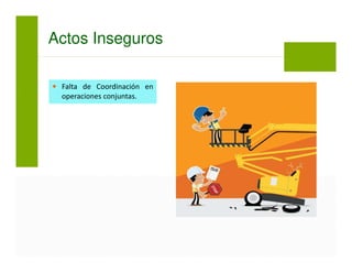 Actos Inseguros
Falta de Coordinación en
operaciones conjuntas.
 