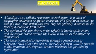 EXCAVATION AND EARTHMOVING EQUIPMENTS