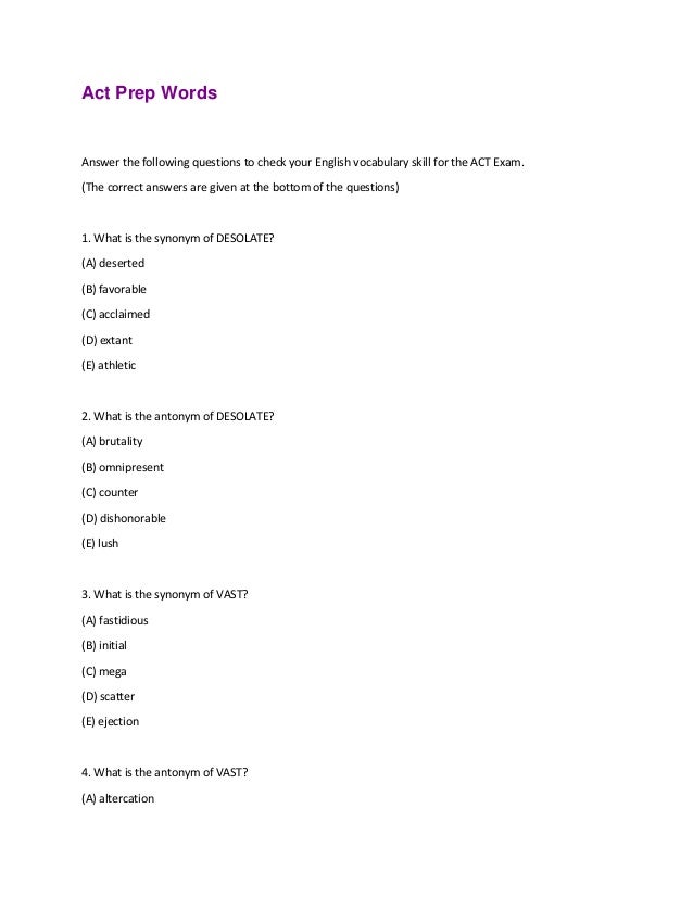 Act Prep Words PDF